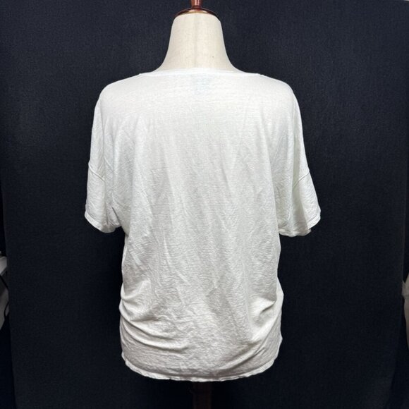 Chico's White Linen Blend Floral T Shirt White Sequin Embellished Size XL - Picture 2 of 8